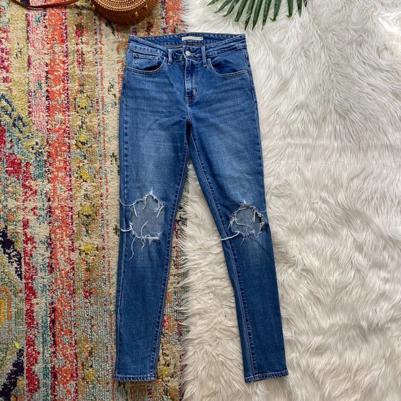 Levi's Denim - Levi's High Waist Distressed 721 High Rise Skinny Jeans Size 27